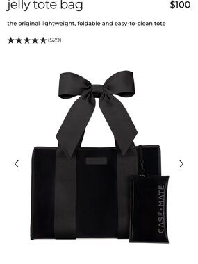 case-mate Black Jelly Tote with Bow and Matching Pouch